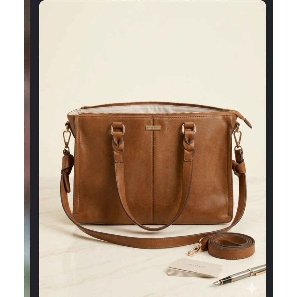 Rachel Zoe Brown Vegan Leather Satchel Crossbody Bag with Braided Handles